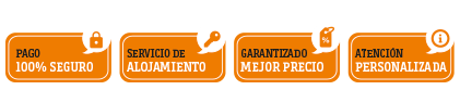 sellos de calidad del servicio mejor precio garantizado, alojamiento, pago seguro, atención personalizada